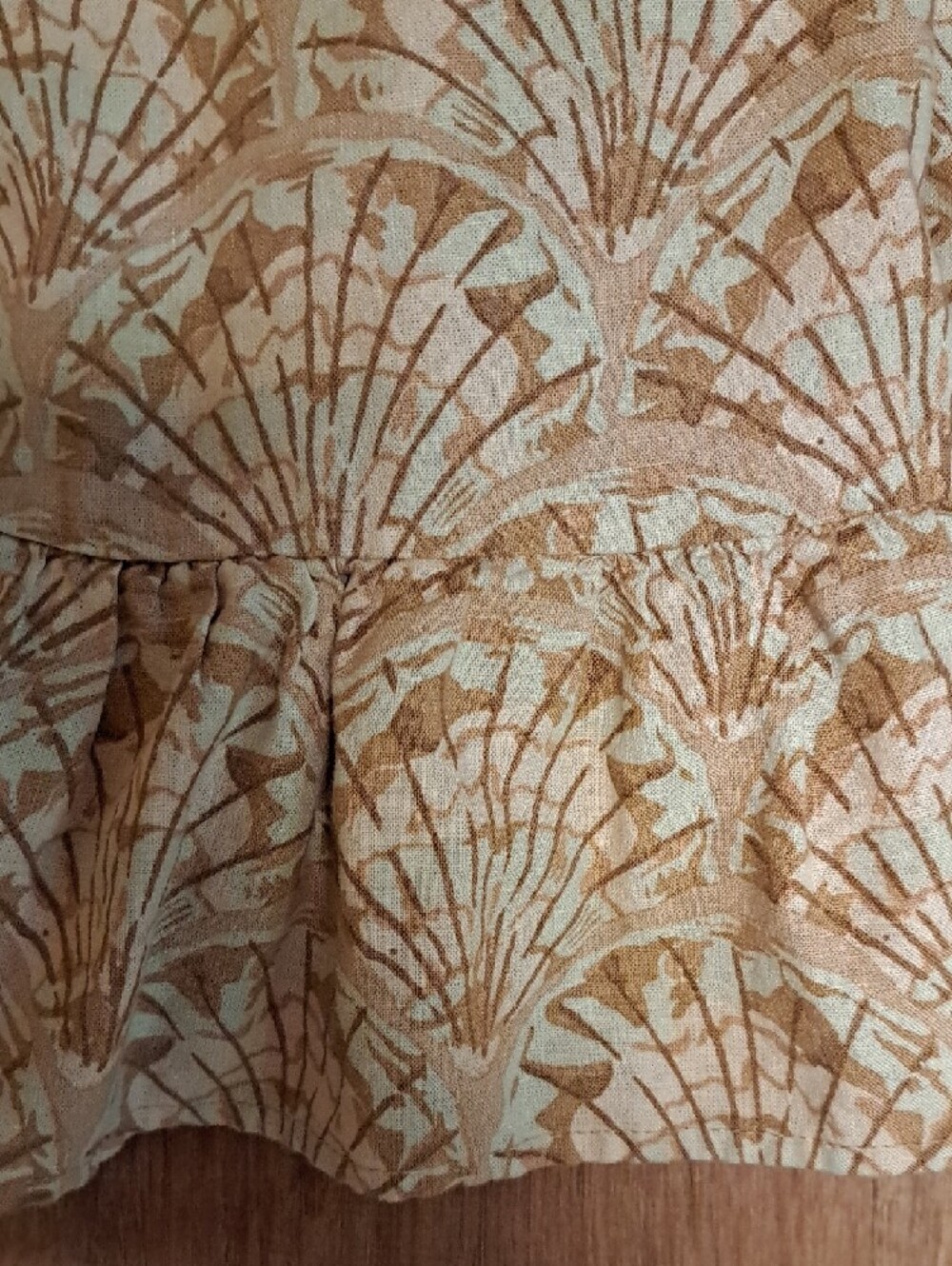 Madewell Lucie Smock Linen Blend Sun Dress with Tan And Pink Leaf Print - Size S - Picture 10 of 12